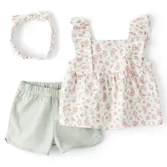 CARTER'S - Conjunto 3 Piezas Blusa, Cintillo y Short Bebé Niña Carter´s