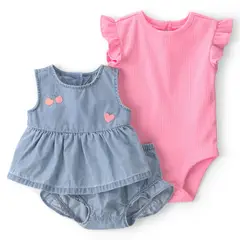 CARTER'S - Conjunto 3 Piezas Blusa, Body y Short Bebé Niña Carter´s