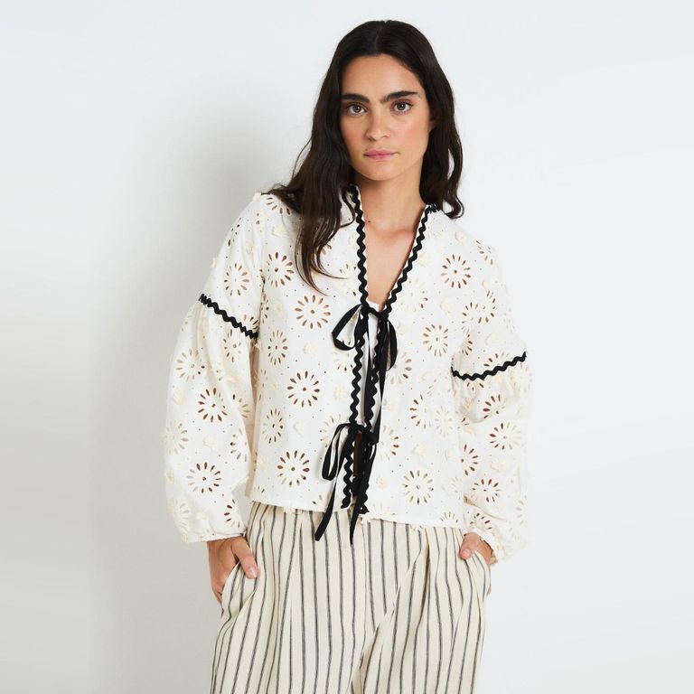 Blusa Broderie 100% Algodón Mujer