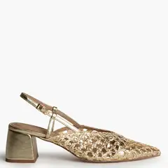 CORINA - Zapato Tacón Trenzado Mujer Dorado