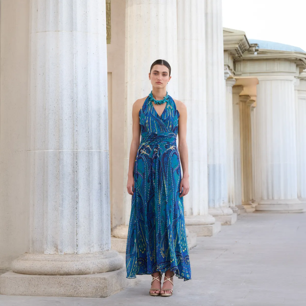 MATELIER - Vestido Cintura Drapeada Estampado Mujer Matelier