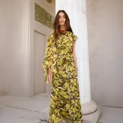 MATELIER - Vestido Escote Drapeado Estampado Mujer