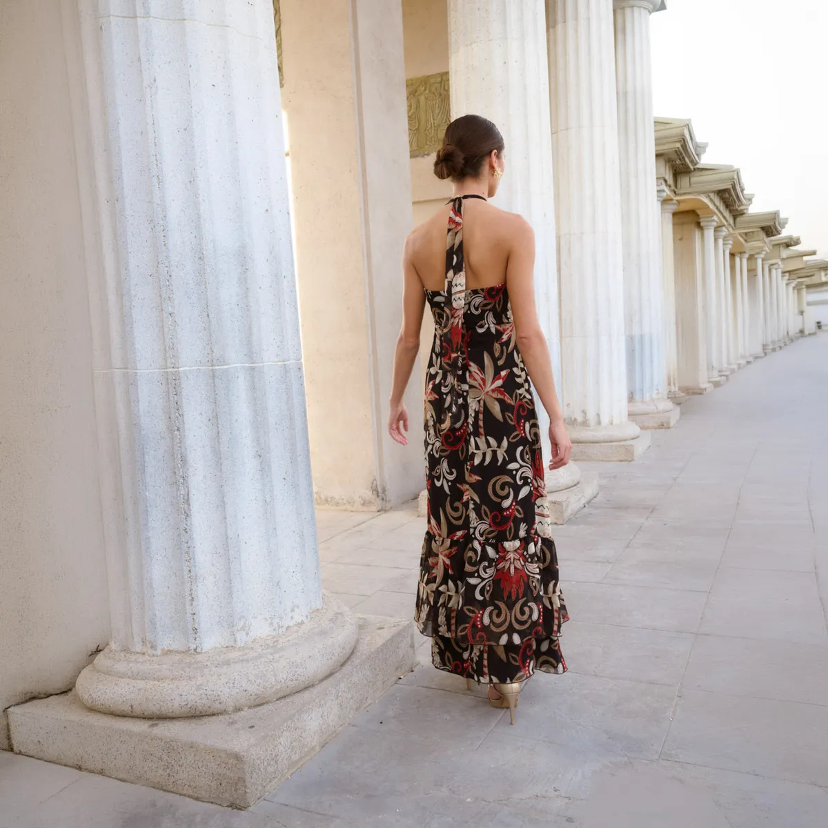 MATELIER - Vestido Escote Drapeado Estampado Mujer Matelier