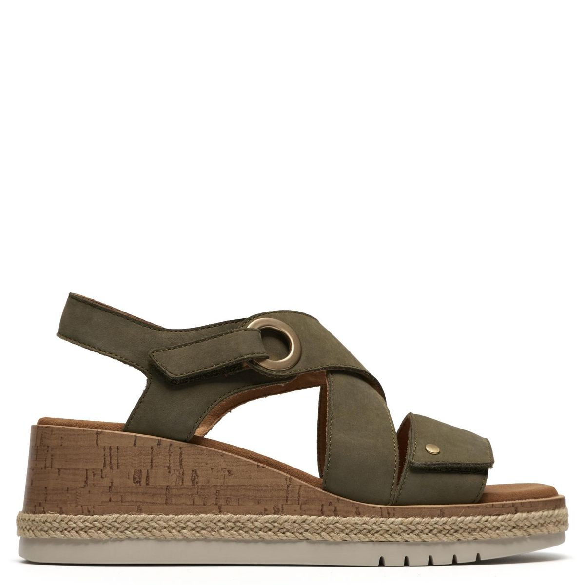 CLARKS - Sandalia Mujer Cuero Verde Clarks