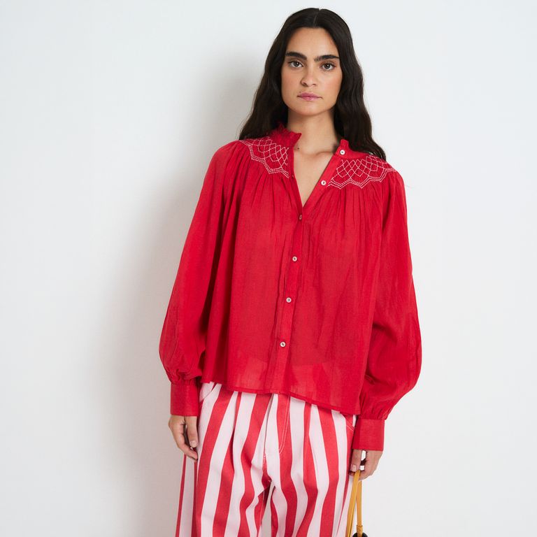 Blusa Bordados 100% Algodón Mujer