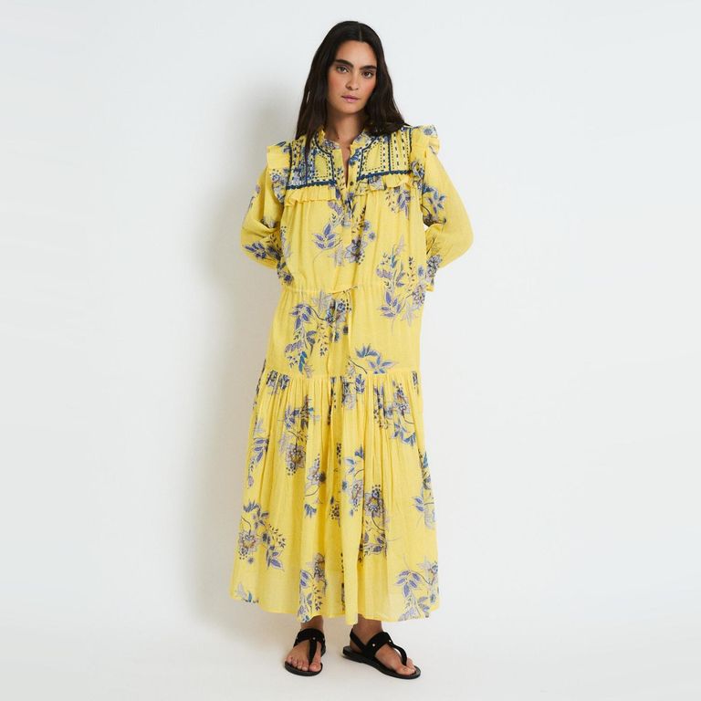 Vestido Estampado Floral 100% Algodón Mujer