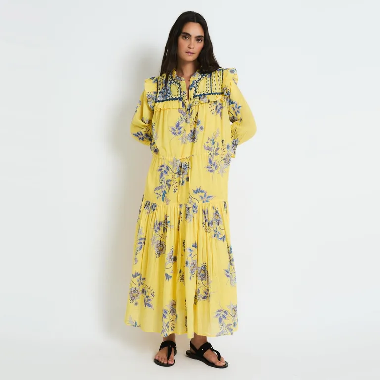 Vestido Estampado Floral 100% Algodón Mujer