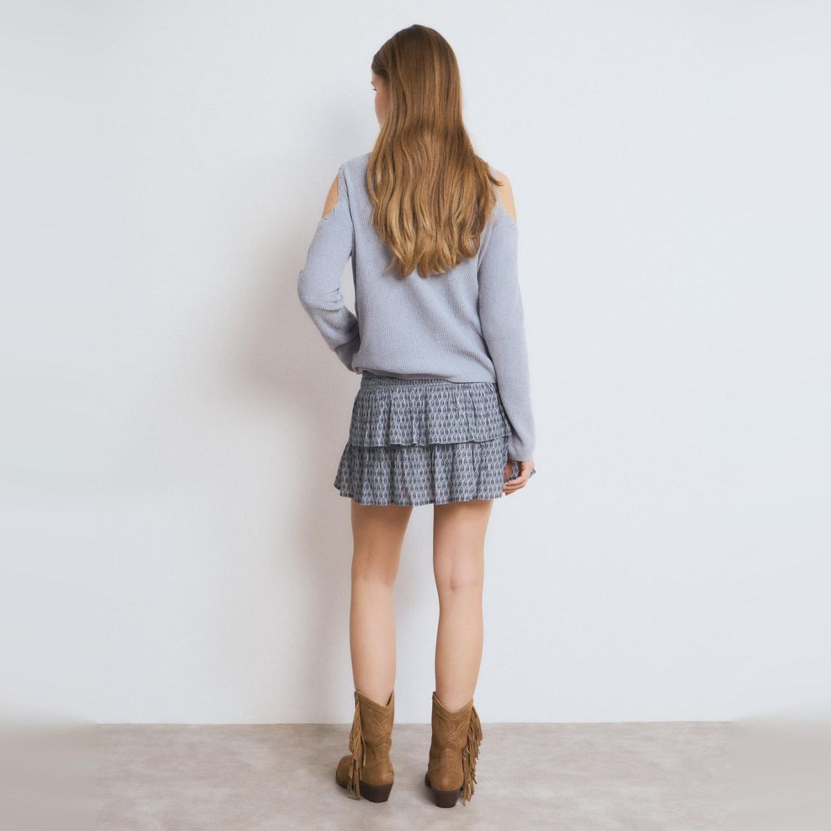 BROWNIE - Falda Volantes Estampada Sello Indio Mujer Brownie