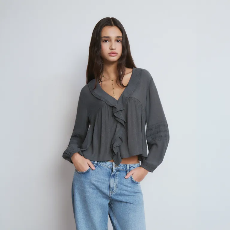 Blusa Volantes Detalle Bordado Mujer