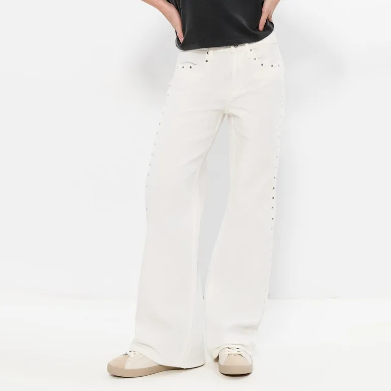 Pantalón Lateral Tachas 100% Algodón Mujer