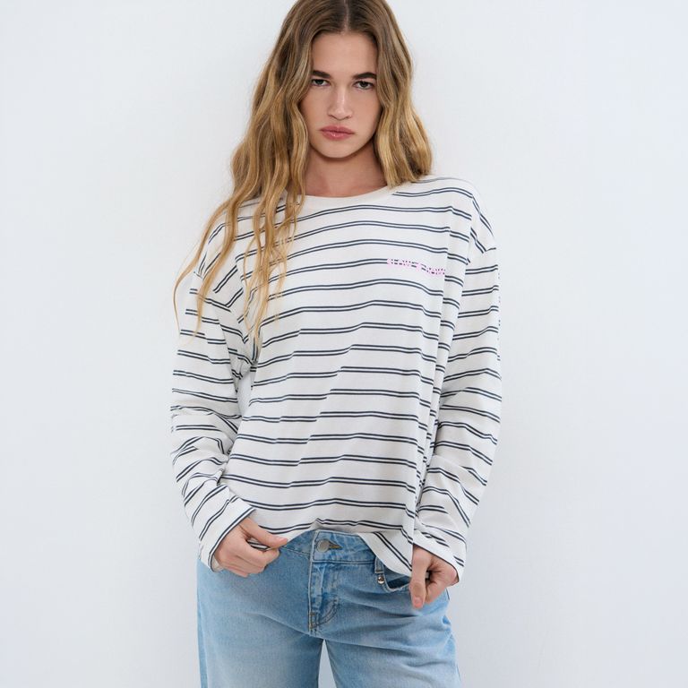 Polera Rayas Rosa Mujer