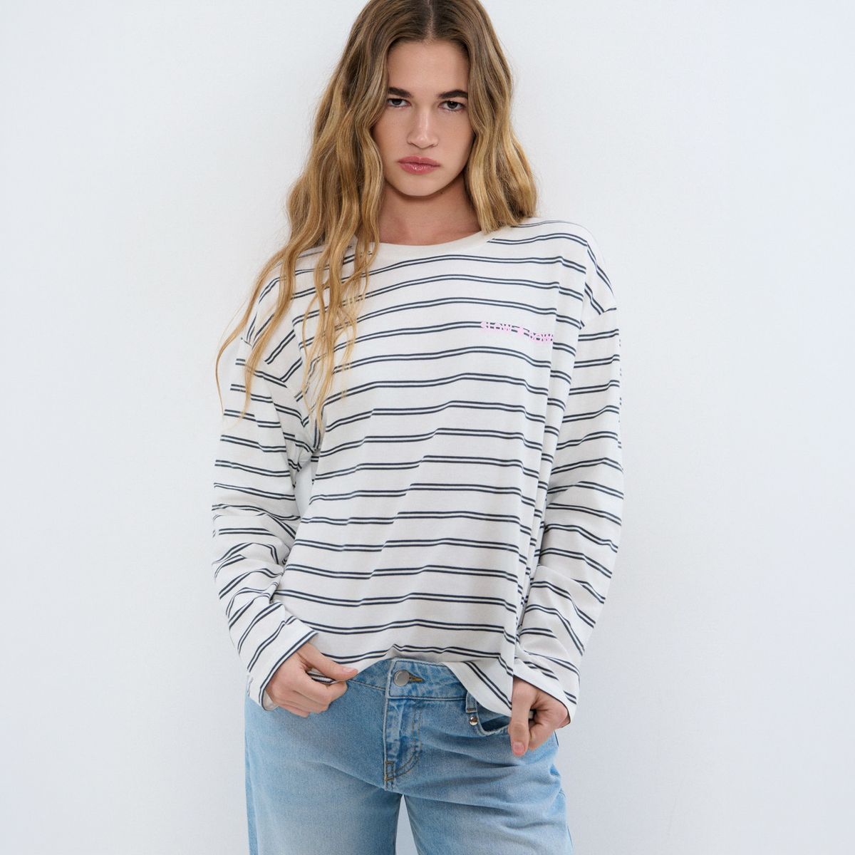 BROWNIE - Polera Rayas Rosa Mujer Brownie