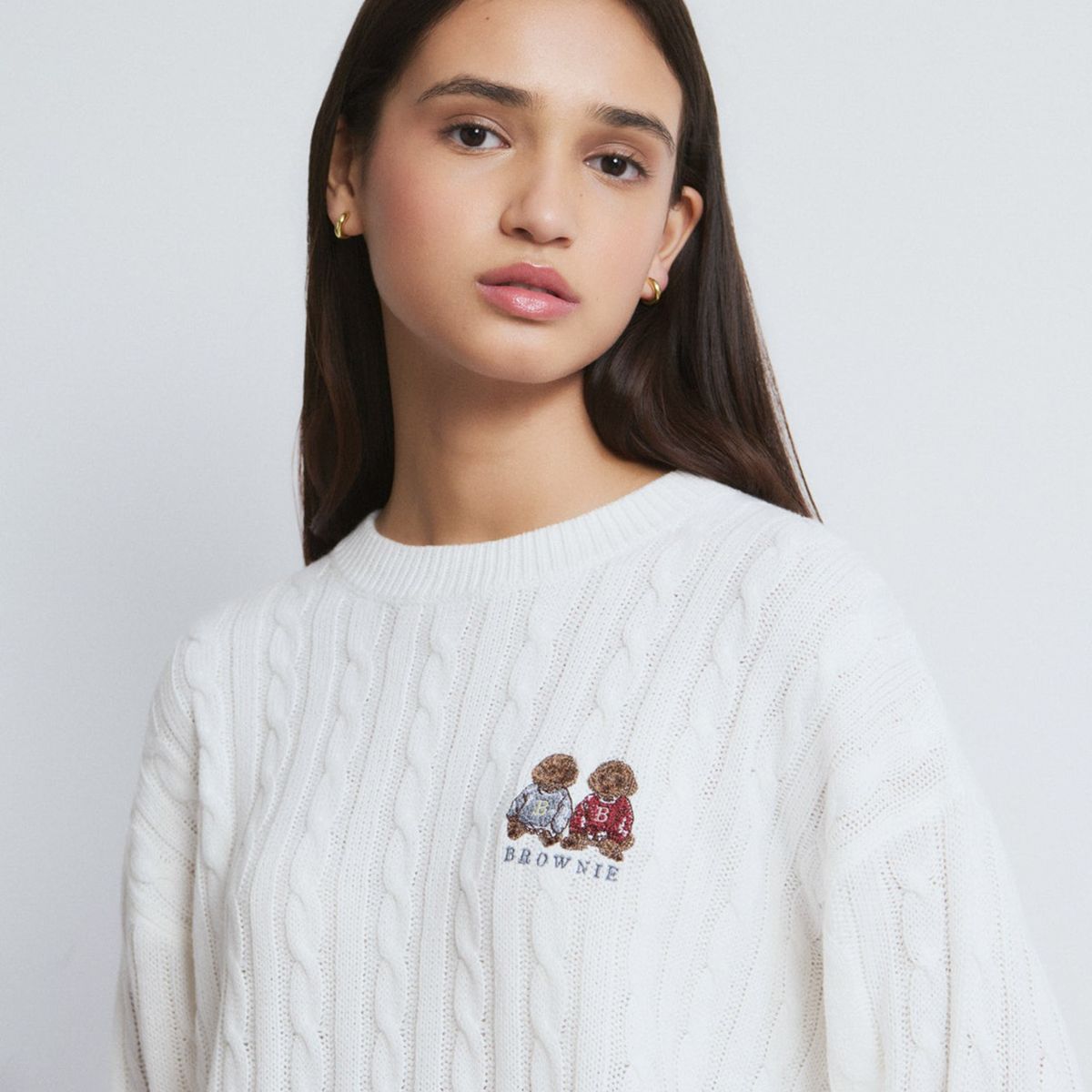 BROWNIE - Sweater Trenzas Bordado Perros Mujer Brownie