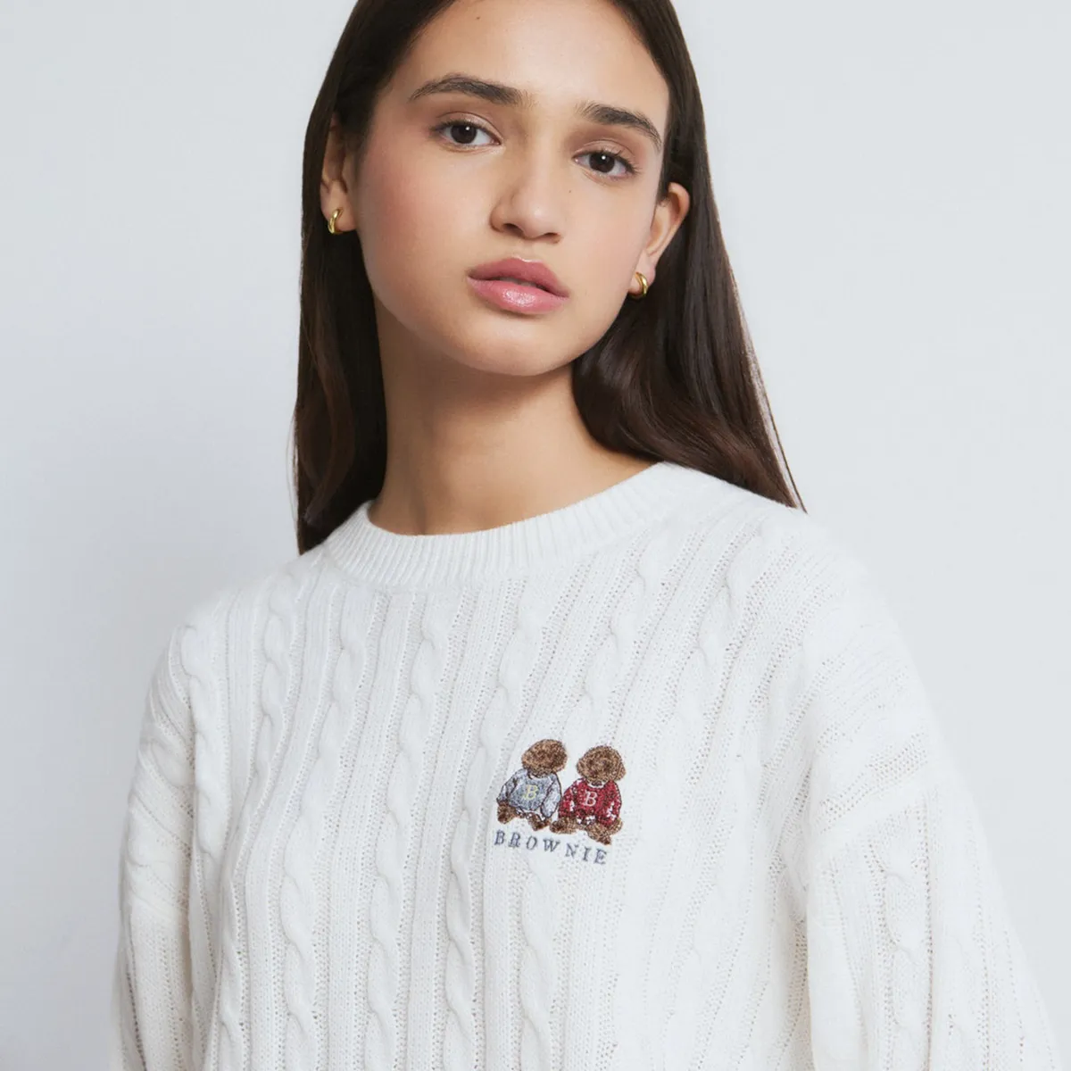 BROWNIE - Sweater Trenzas Bordado Perros Mujer Brownie