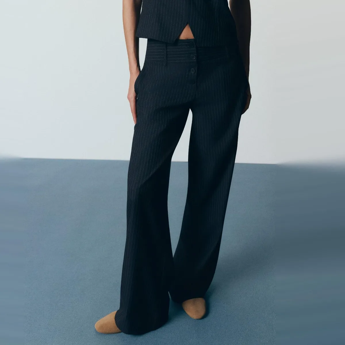 BROWNIE - Pantalón Cintura Ancha Rayas Mujer Brownie
