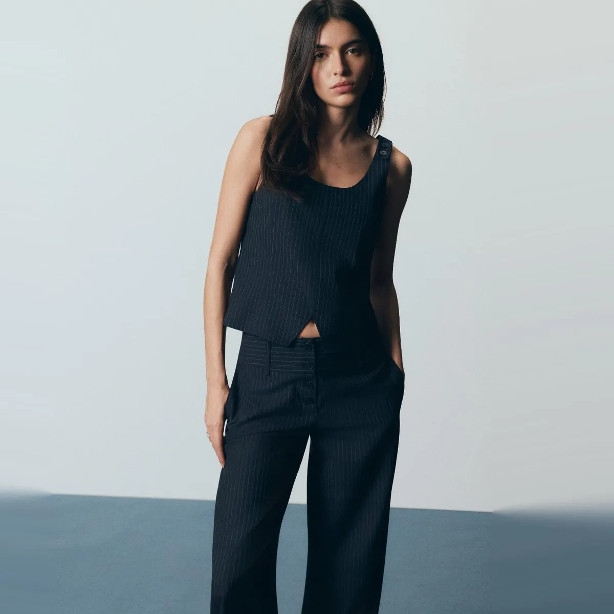 BROWNIE - Pantalón Cintura Ancha Rayas Mujer Brownie