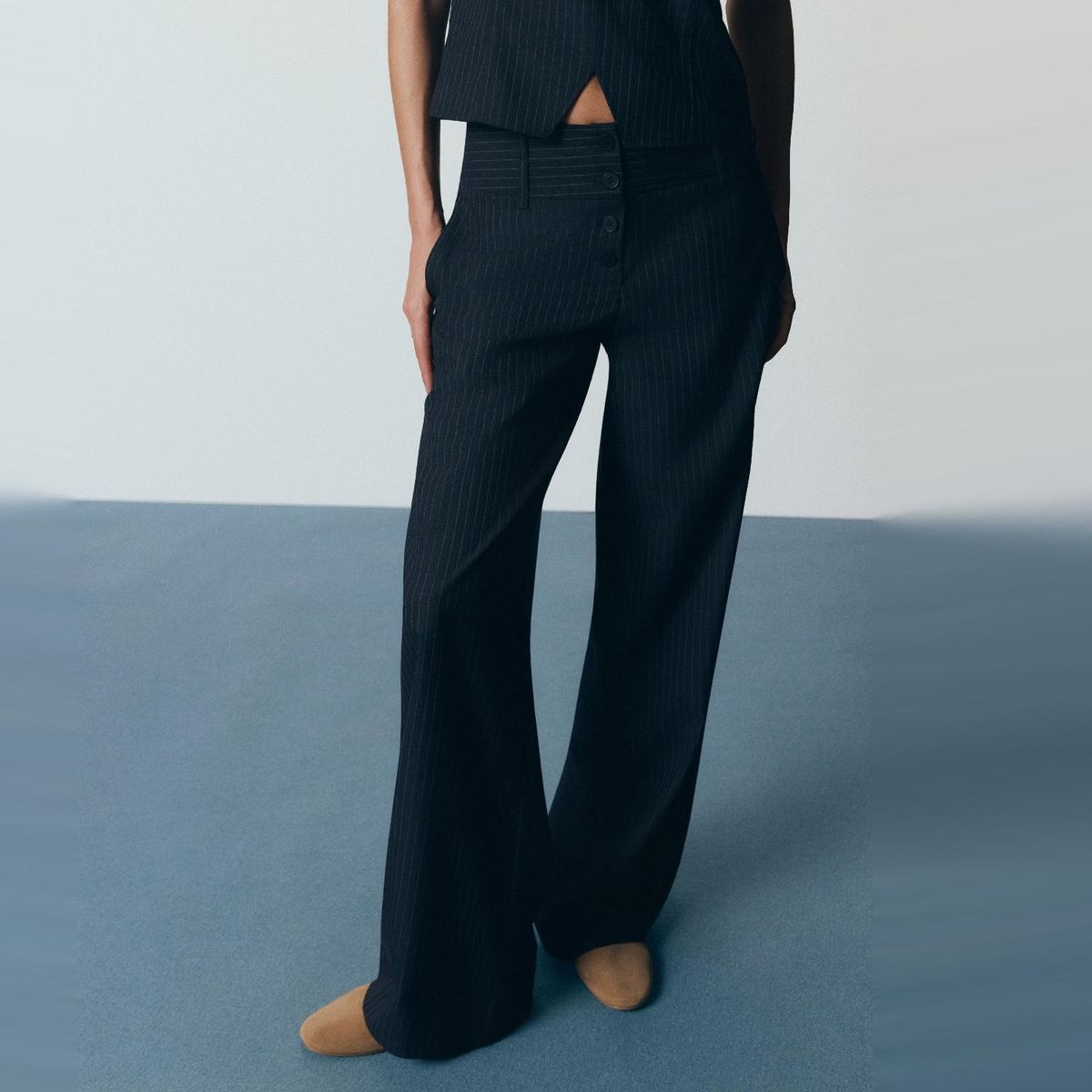 BROWNIE - Pantalón Cintura Ancha Rayas Mujer Brownie