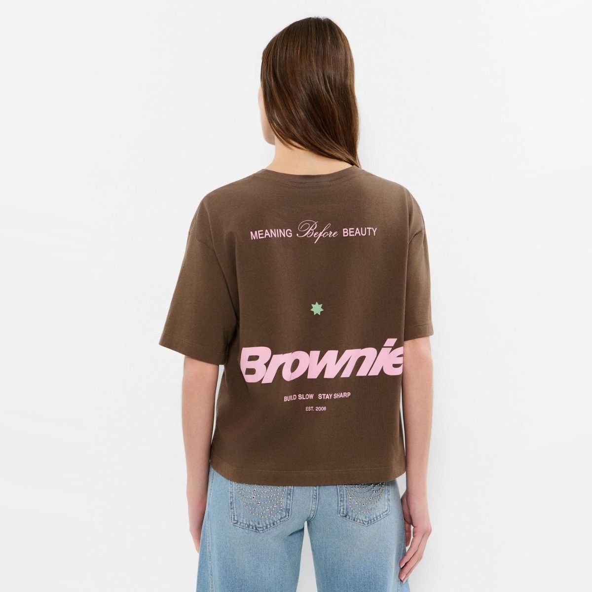 BROWNIE - Polera Oversized Estampado Mujer Brownie