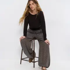 BROWNIE - Pantalón Bombacho De Cuadros Mujer
