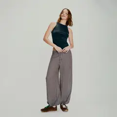 BROWNIE - Pantalón Bombacho De Cuadros Mujer
