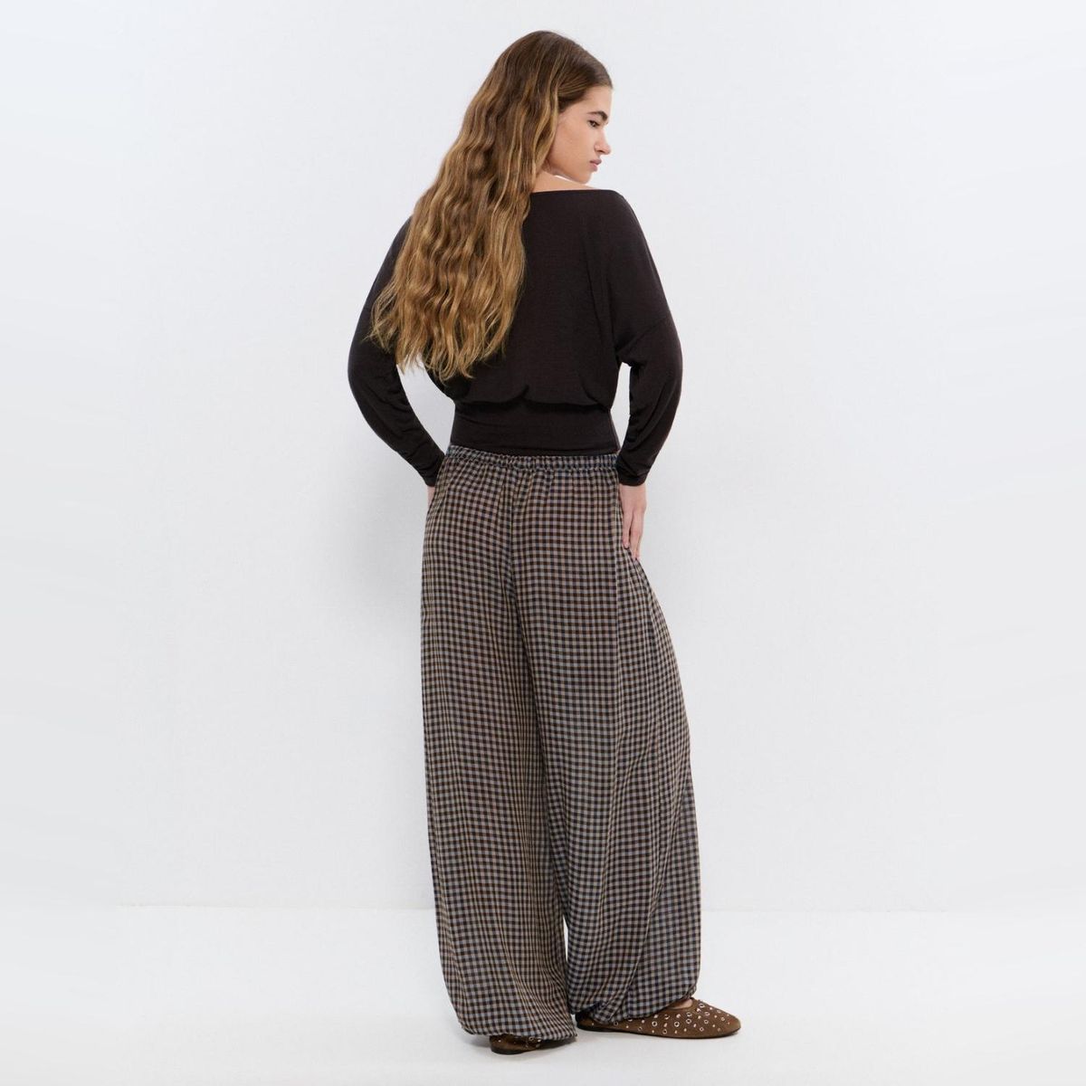 BROWNIE - Pantalón Bombacho De Cuadros Mujer Brownie