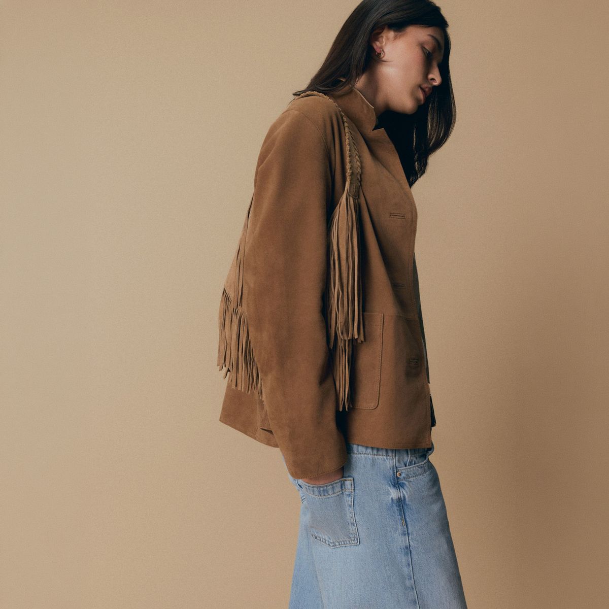 BROWNIE - Chaqueta Suede 100% Cuero Mujer Brownie