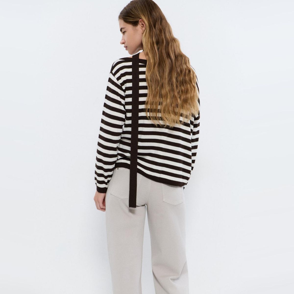 BROWNIE - Sweater Asimétrico Rayas Chocker Mujer Brownie