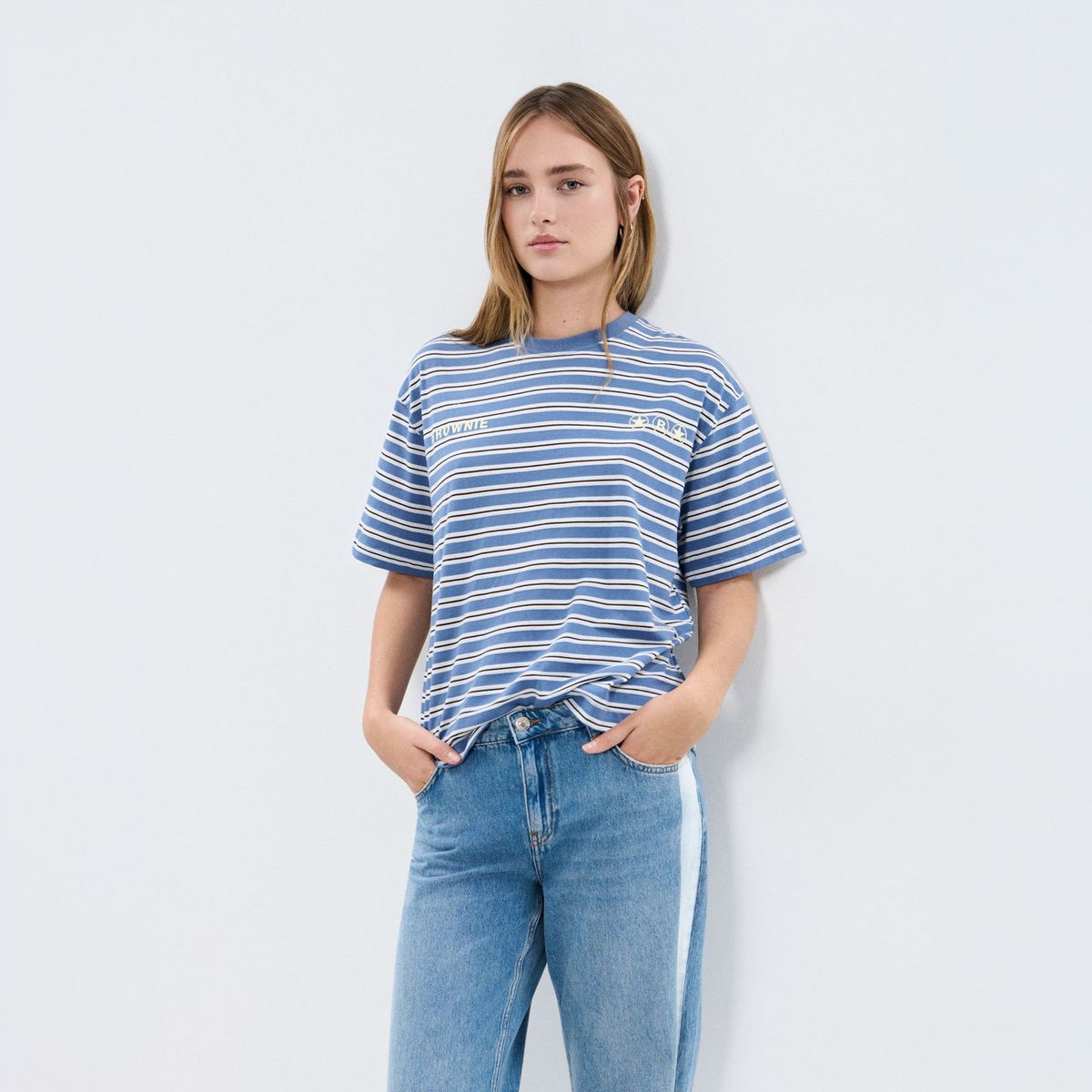 BROWNIE - Polera Raya Tejida Con Estampado Mujer Brownie