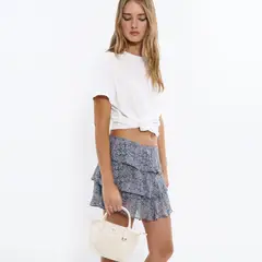 BROWNIE - Falda Volantes Estampado Lurex Mujer