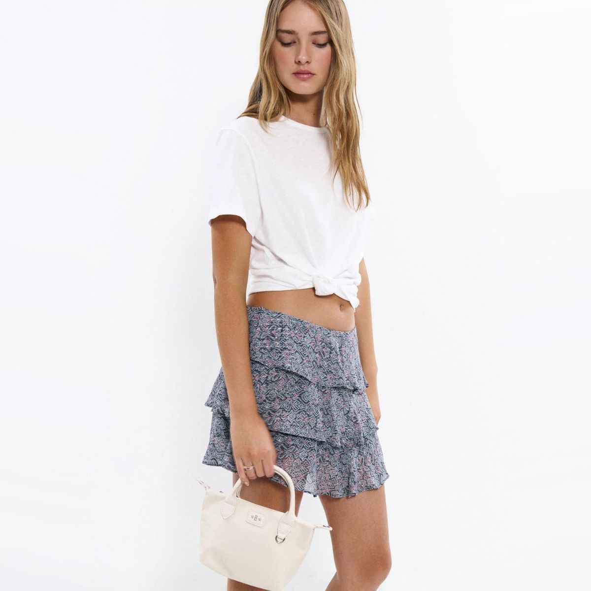 BROWNIE - Falda Volantes Estampado Lurex Mujer Brownie