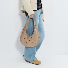 BROWNIE - Cartera Tachas 100% Cuero Mujer