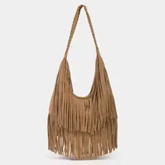 BROWNIE - Cartera Flecos 100% Cuero Mujer
