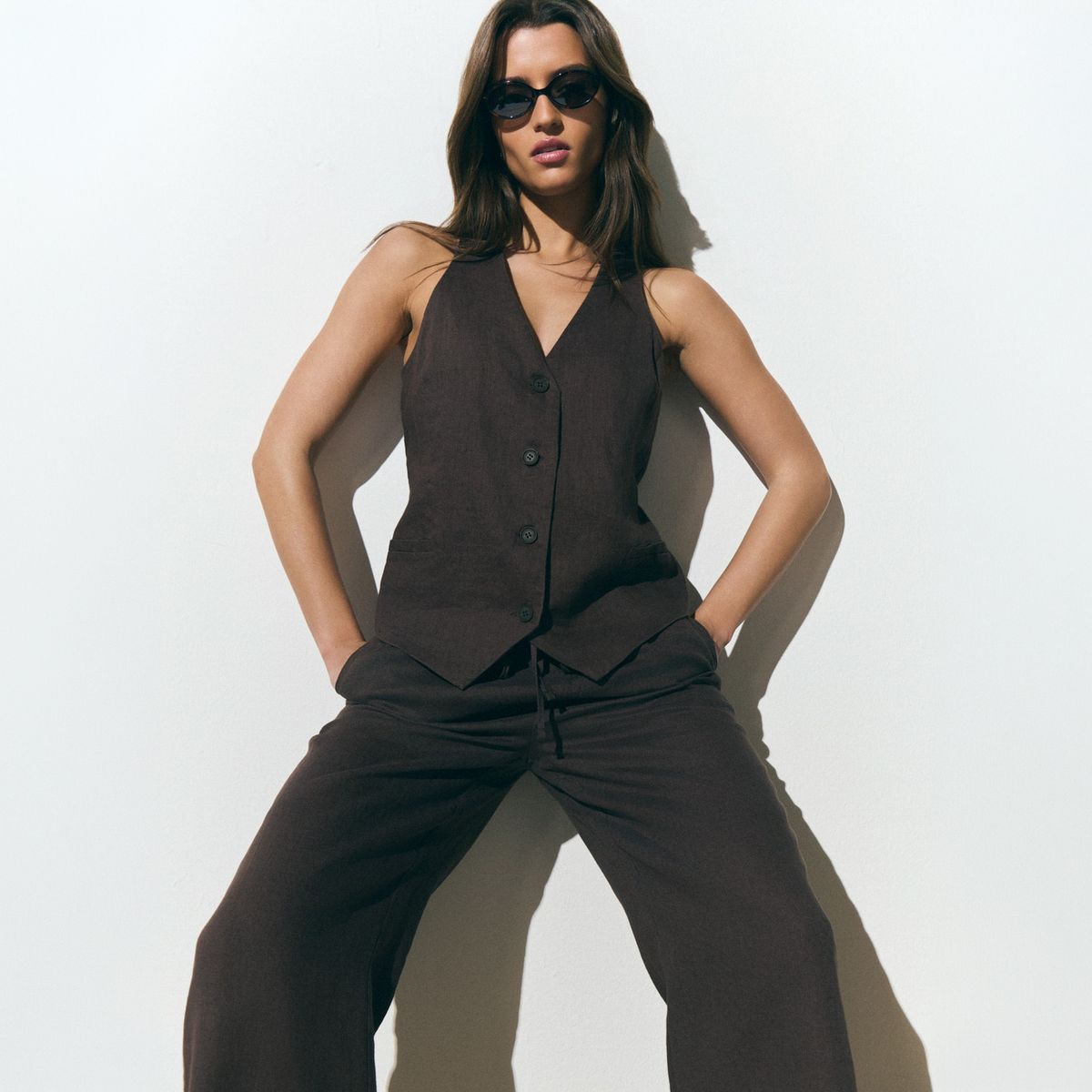 BROWNIE - Vest 100% Lino Mujer Brownie