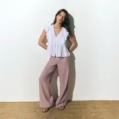 BROWNIE - Pantalón Rayas Cintura Ancha Mujer