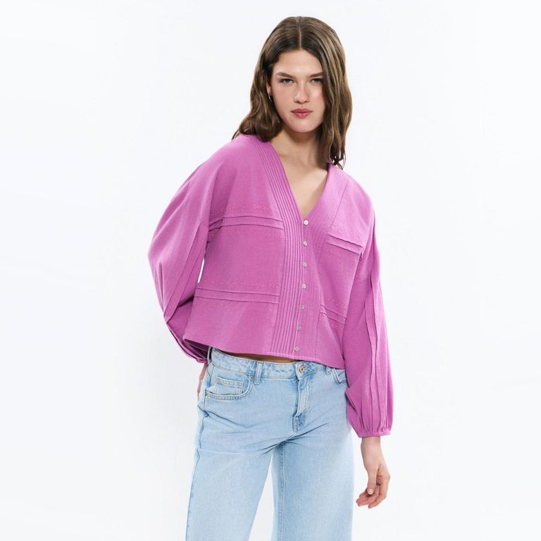 Blusa Detalle Bordado 100% Algodón Mujer