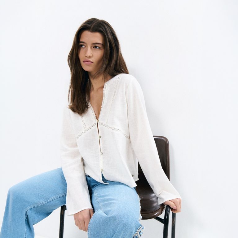 Blusa Bordados 100% Algodón Mujer