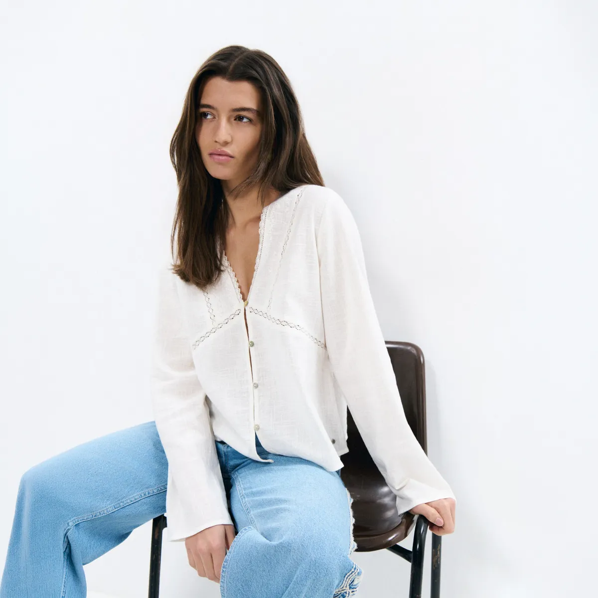 BROWNIE - Blusa Bordados 100% Algodón Mujer Brownie