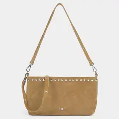 BROWNIE - Cartera Baguette Tachas 100% Cuero