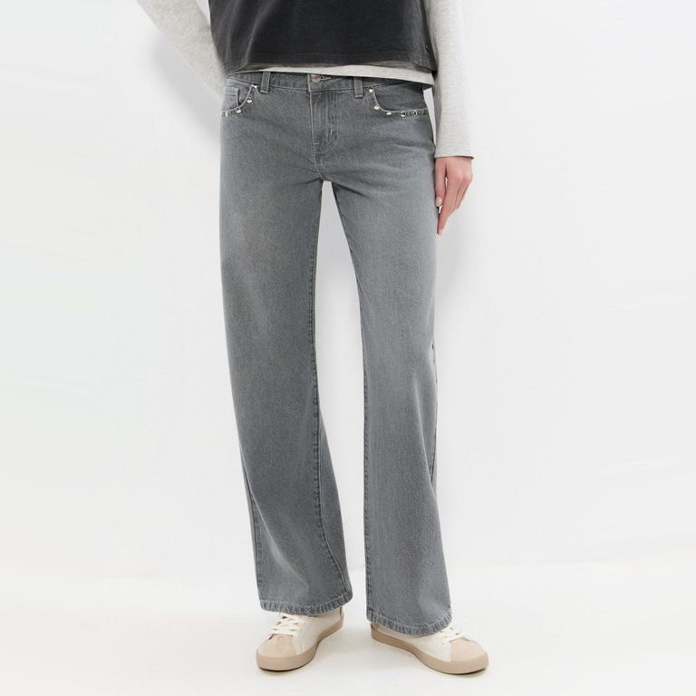 Jeans Tiro Bajo Alas 100% Algodón Mujer