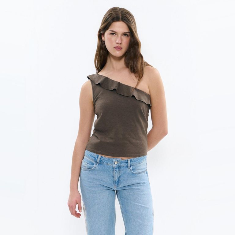 Top Asimétrico Volante Mujer