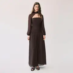 BROWNIE - Vestido Frunces Largo Mujer