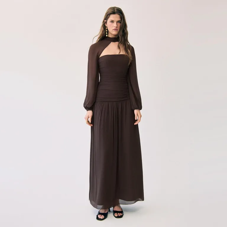 Vestido Frunces Largo Mujer
