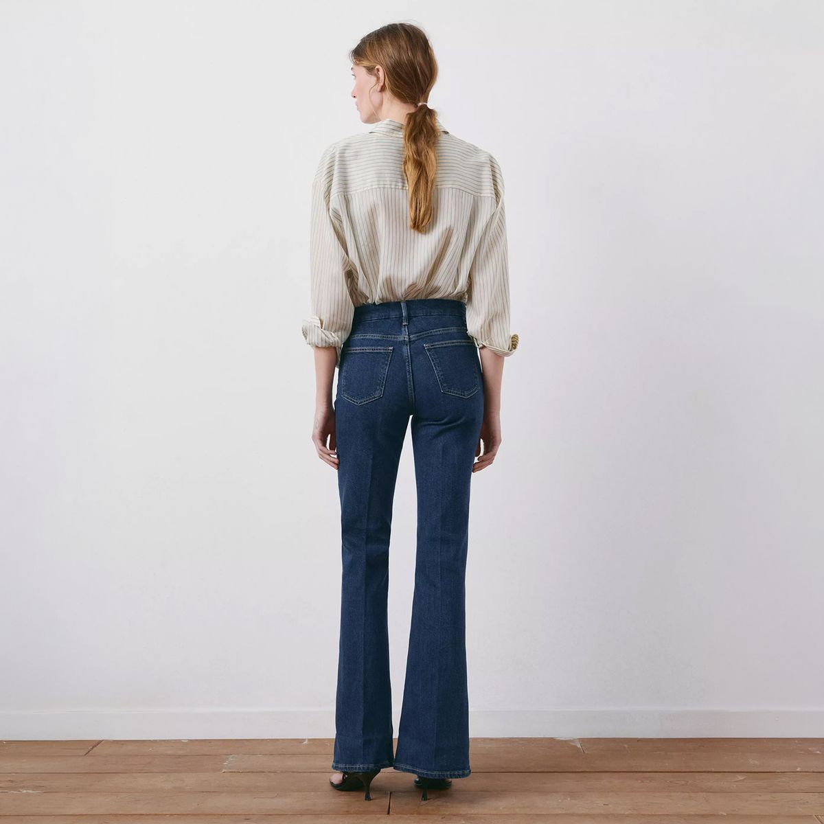 MANGO - Jeans Acampanados De Talle Alto Color Violeta Mujer Mango