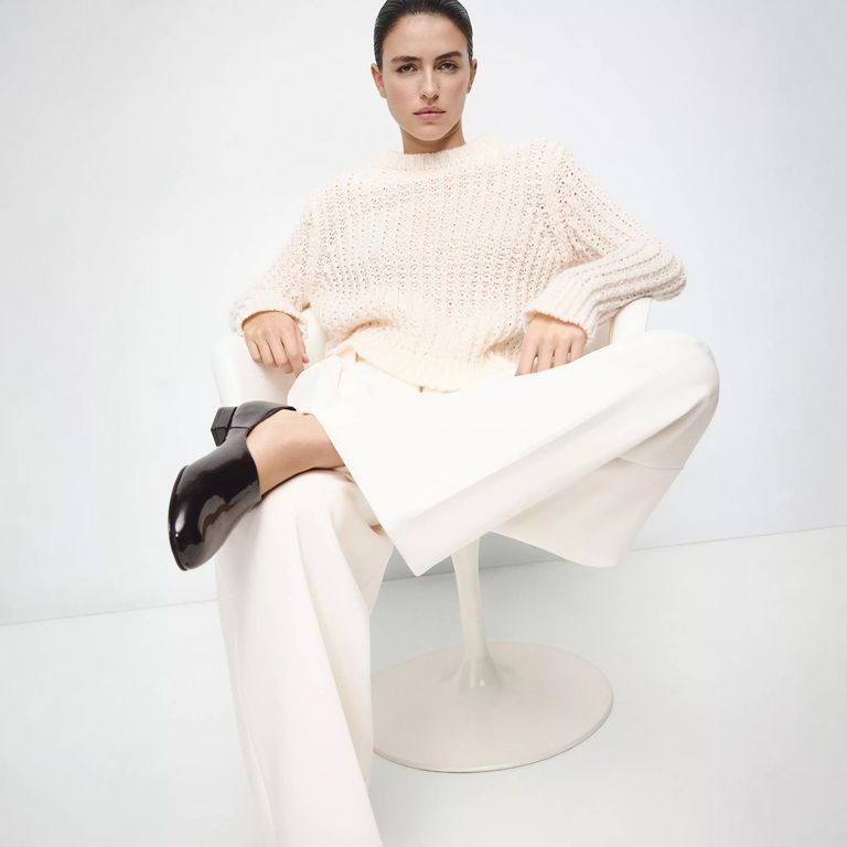 Sweater De Punto Con Estampado De Encaje Mujer