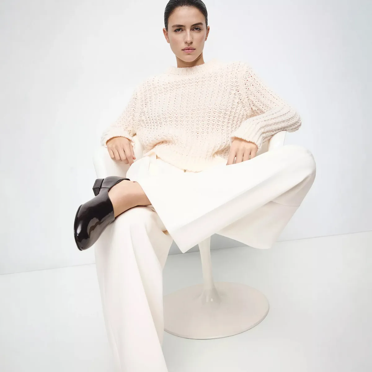 MANGO - Jersey De Punto Con Estampado De Encaje Mujer Mango