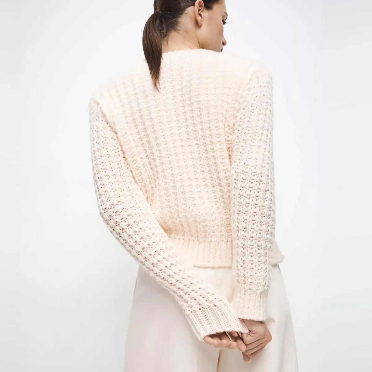 MANGO - Jersey De Punto Con Estampado De Encaje Mujer Mango