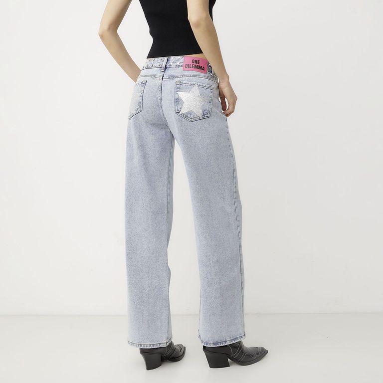 Jeans Shiny Stars Tiro Bajo Mujer
