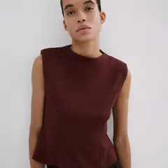 MANGO - Polera Peplum Hombreras Mujer