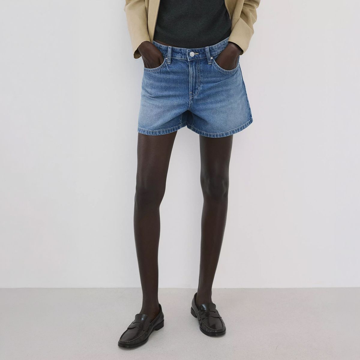 MANGO - Shorts Denim Rectos Tiro Medio Mujer Mango