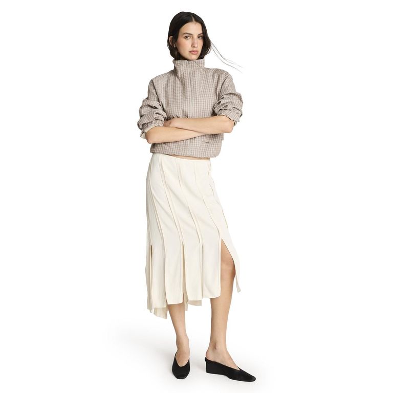 Falda Midi Tablas Bajo Asimétrico Mujer